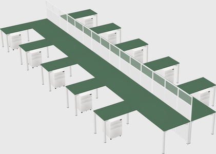 Shared l-shape cubicle