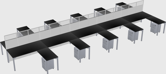 Shared l-shape cubicle