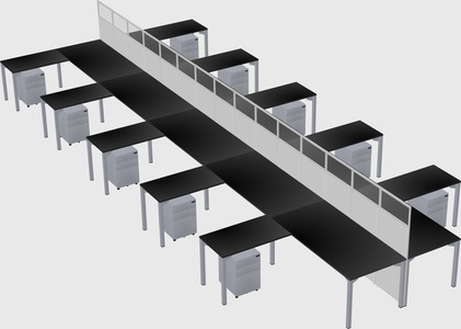 Shared l-shape cubicle
