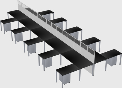 Shared l-shape cubicle