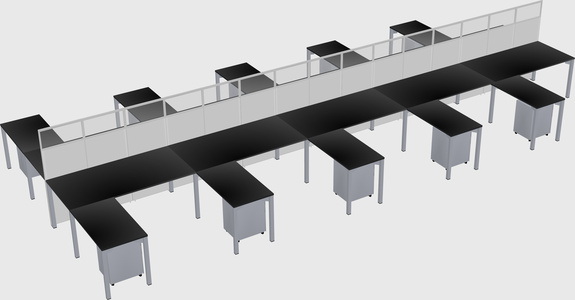 Shared l-shape cubicle