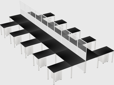 Shared l-shape cubicle