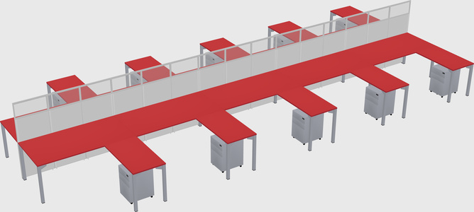 Shared l-shape cubicle