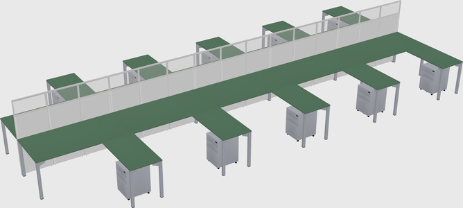 Shared l-shape cubicle