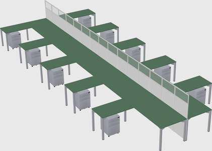 Shared l-shape cubicle