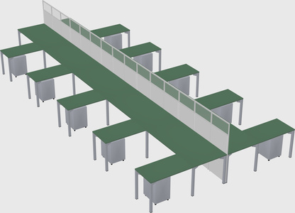 Shared l-shape cubicle