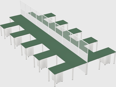 Shared l-shape cubicle