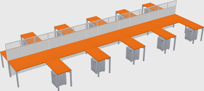 Shared l-shape cubicle