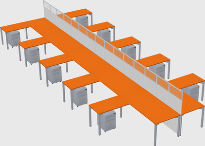 Shared l-shape cubicle