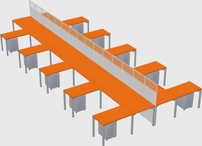 Shared l-shape cubicle