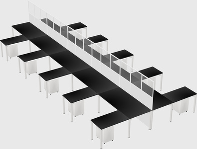 Shared l-shape cubicle