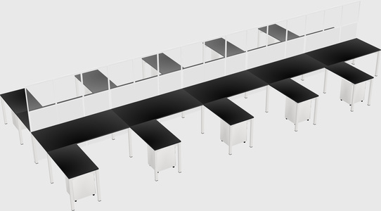 Shared l-shape cubicle