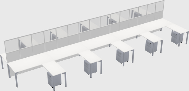 Shared l-shape cubicle