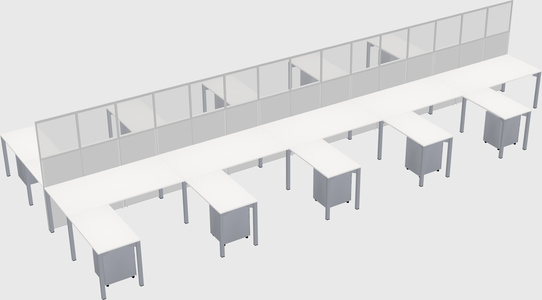 Shared l-shape cubicle