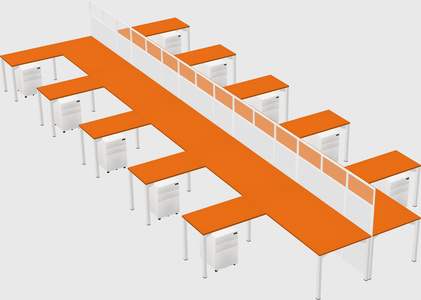 Shared l-shape cubicle