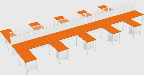 Shared l-shape cubicle
