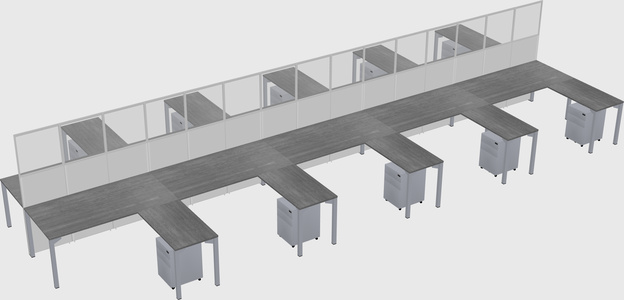 Shared l-shape cubicle