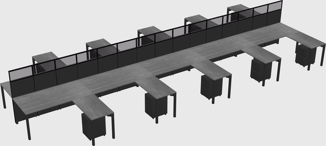 Shared l-shape cubicle