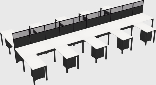 Shared l-shape cubicle