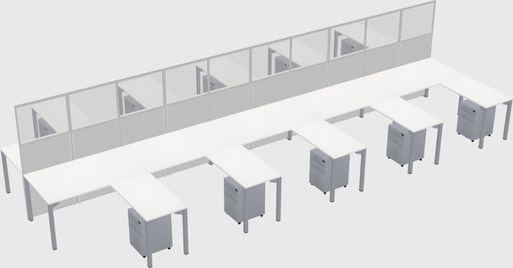 Shared l-shape cubicle