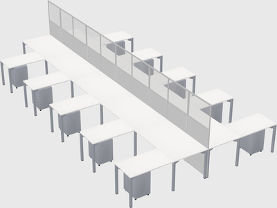 Shared l-shape cubicle