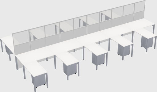 Shared l-shape cubicle