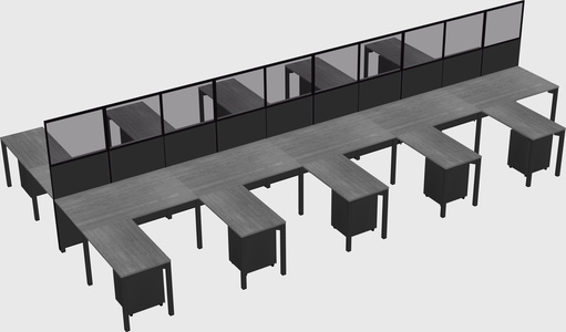 Shared l-shape cubicle