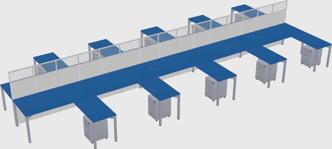 Shared l-shape cubicle