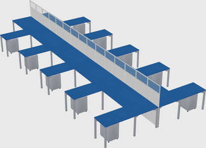 Shared l-shape cubicle