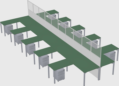 Shared l-shape cubicle