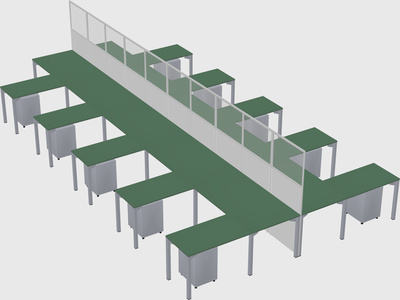 Shared l-shape cubicle
