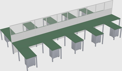 Shared l-shape cubicle