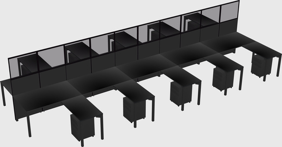 Shared l-shape cubicle