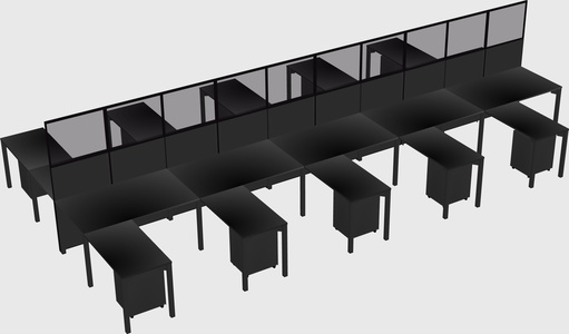 Shared l-shape cubicle