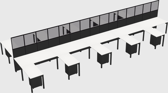 Shared l-shape cubicle