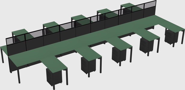 Shared l-shape cubicle