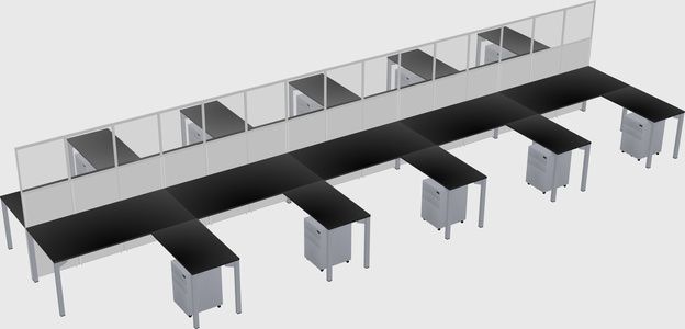 Shared l-shape cubicle