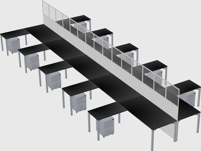 Shared l-shape cubicle
