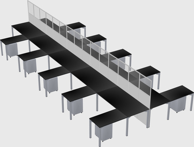 Shared l-shape cubicle