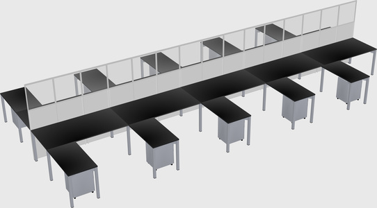 Shared l-shape cubicle