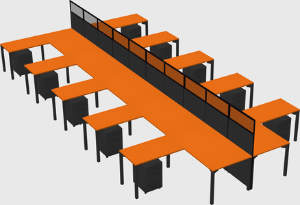 Shared l-shape cubicle