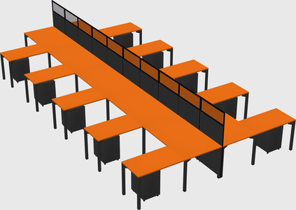 Shared l-shape cubicle
