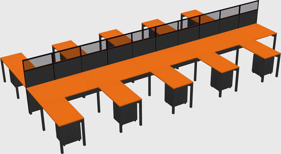 Shared l-shape cubicle