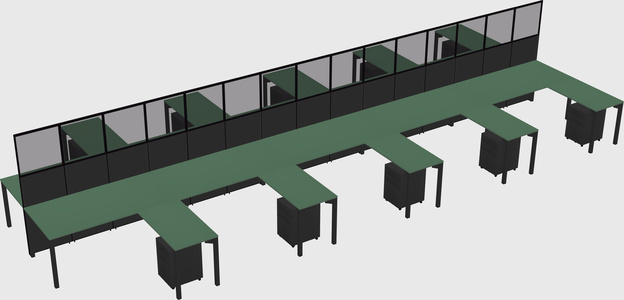 Shared l-shape cubicle