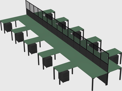 Shared l-shape cubicle