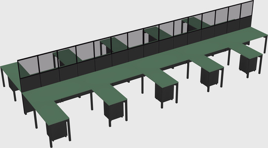 Shared l-shape cubicle