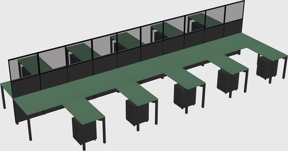 Shared l-shape cubicle