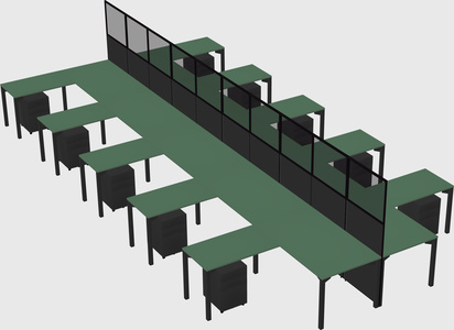 Shared l-shape cubicle