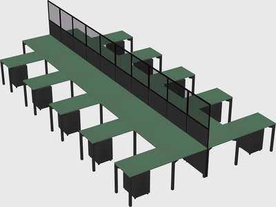 Shared l-shape cubicle
