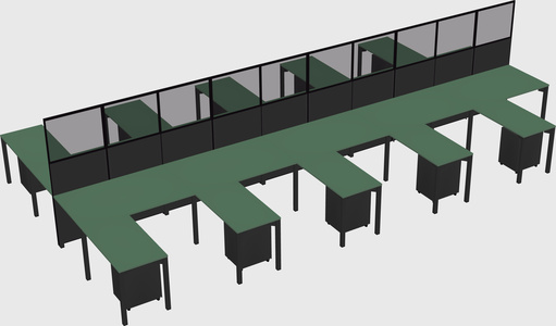 Shared l-shape cubicle